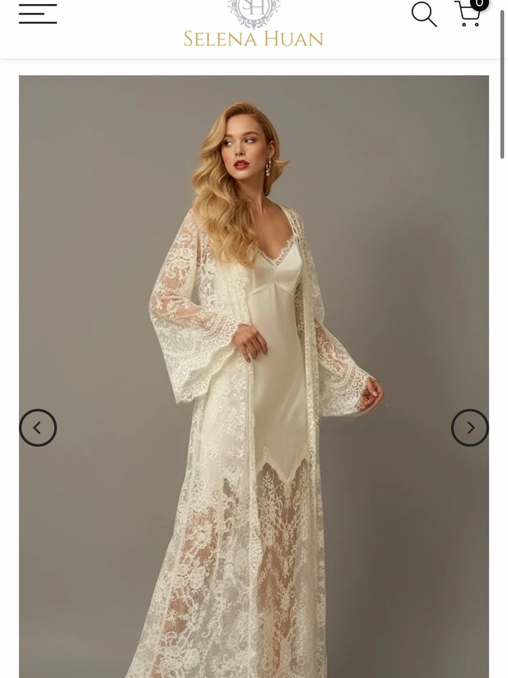 Women's Ivory Lace Robe and Slip Set
